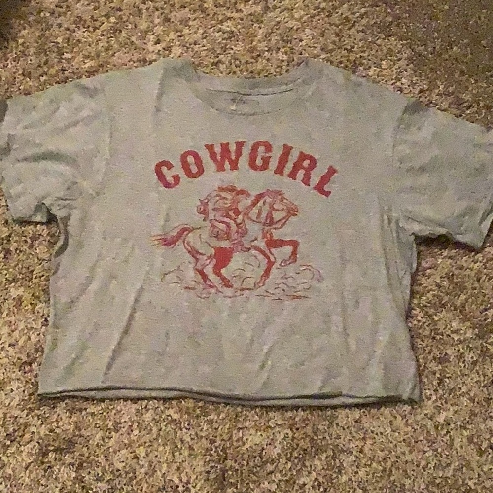 NWOT grey Cowgirl crop top